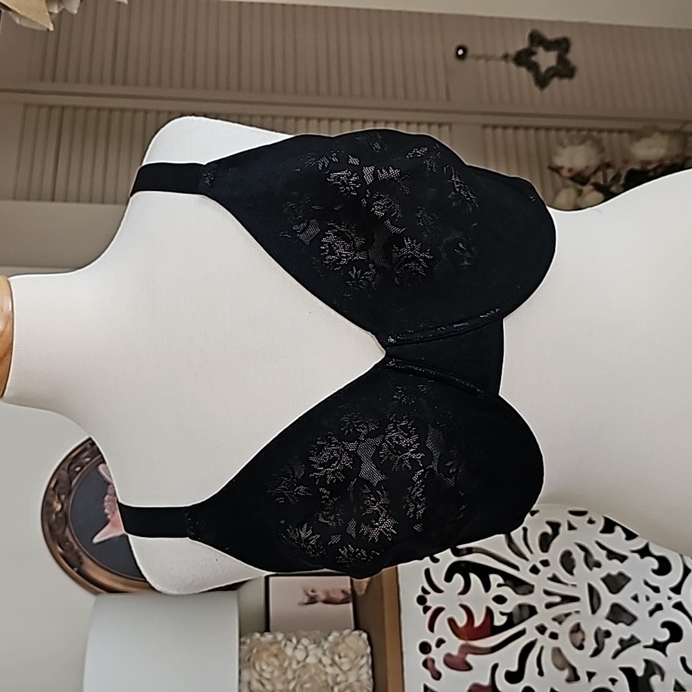 Vanity Fair Womens Back Smoothing Minimizer Bra in Black/Nude 40DDD NWOT